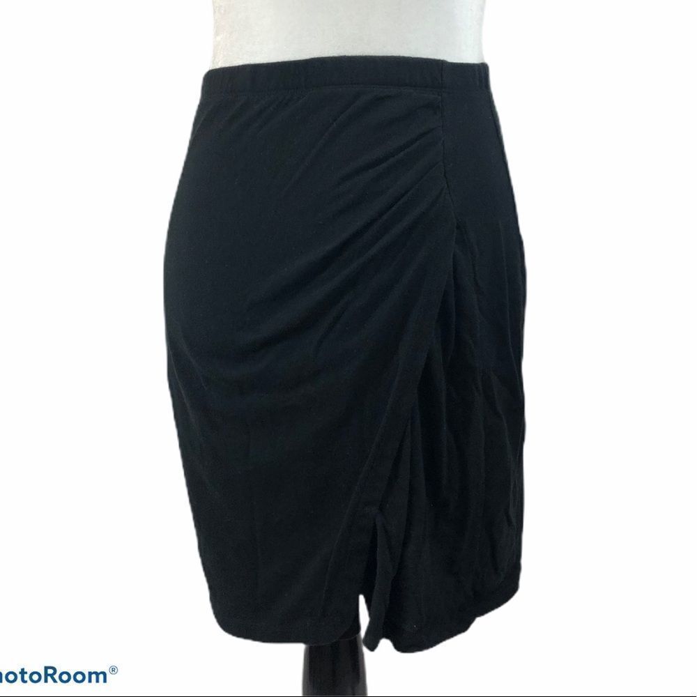 Black Mossimo XS‎ Side Ruffle Front Split Skirt
